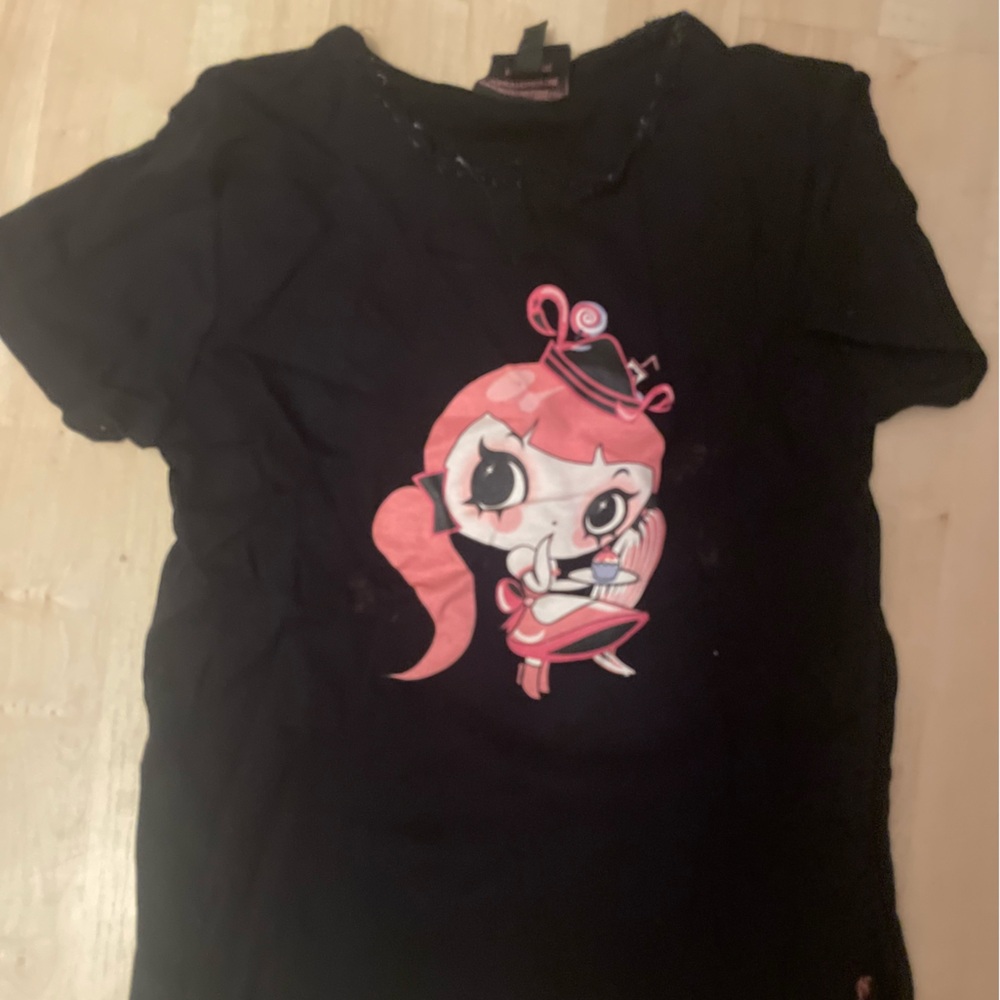 Tripp nyc Black and Pink Anime Graphic Tee